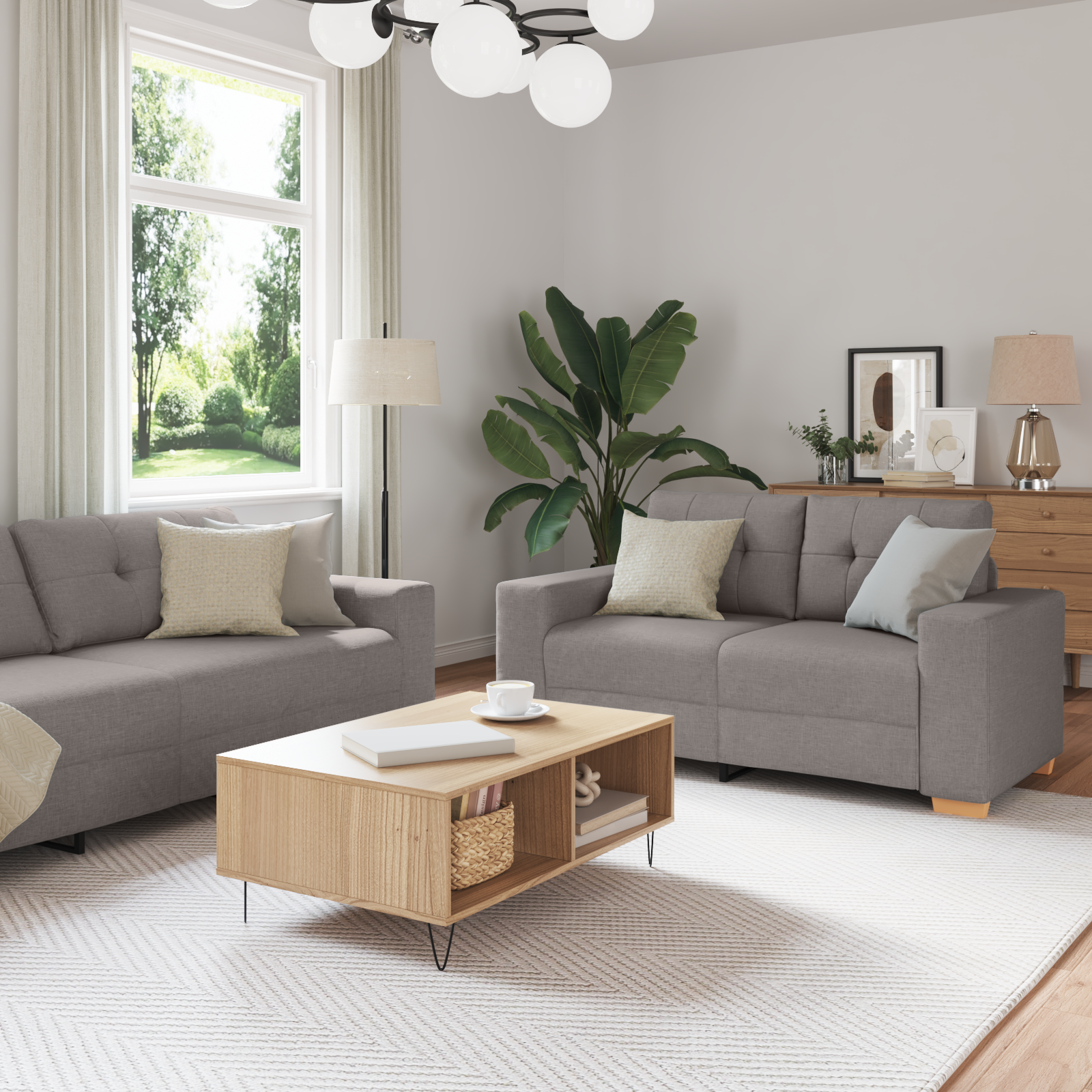 Ensemble de Canapés avec coussin avec oreiller Taupe tissu