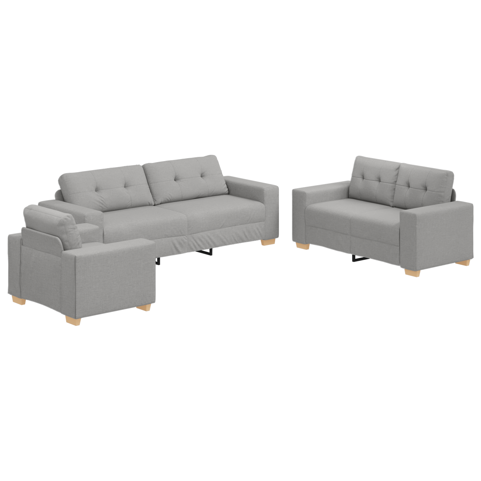 Ensemble de Canapés avec coussin avec oreiller Gris tissu