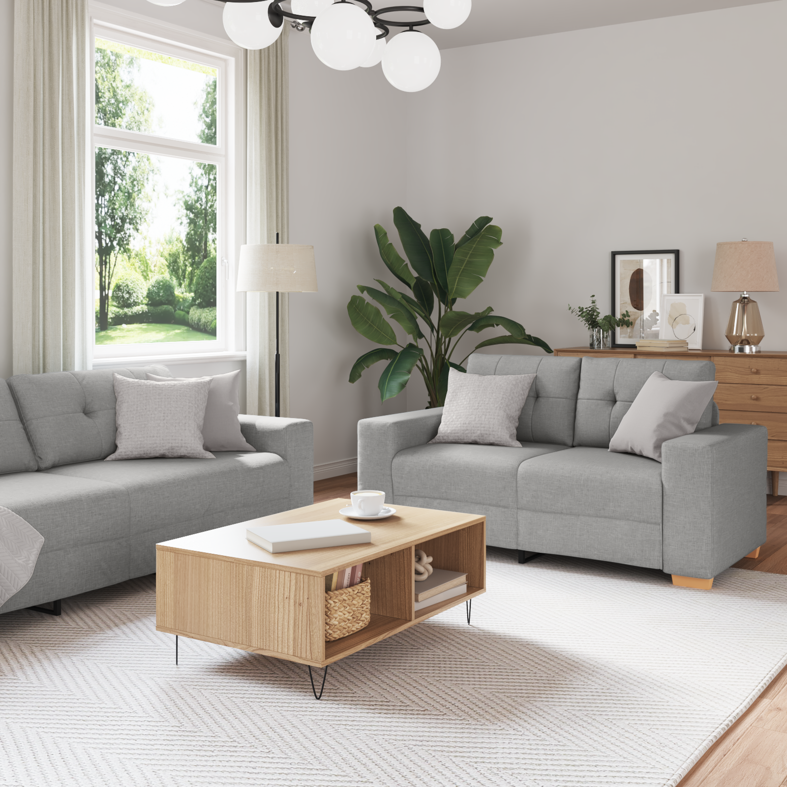 Ensemble de Canapés avec coussin avec oreiller Gris tissu