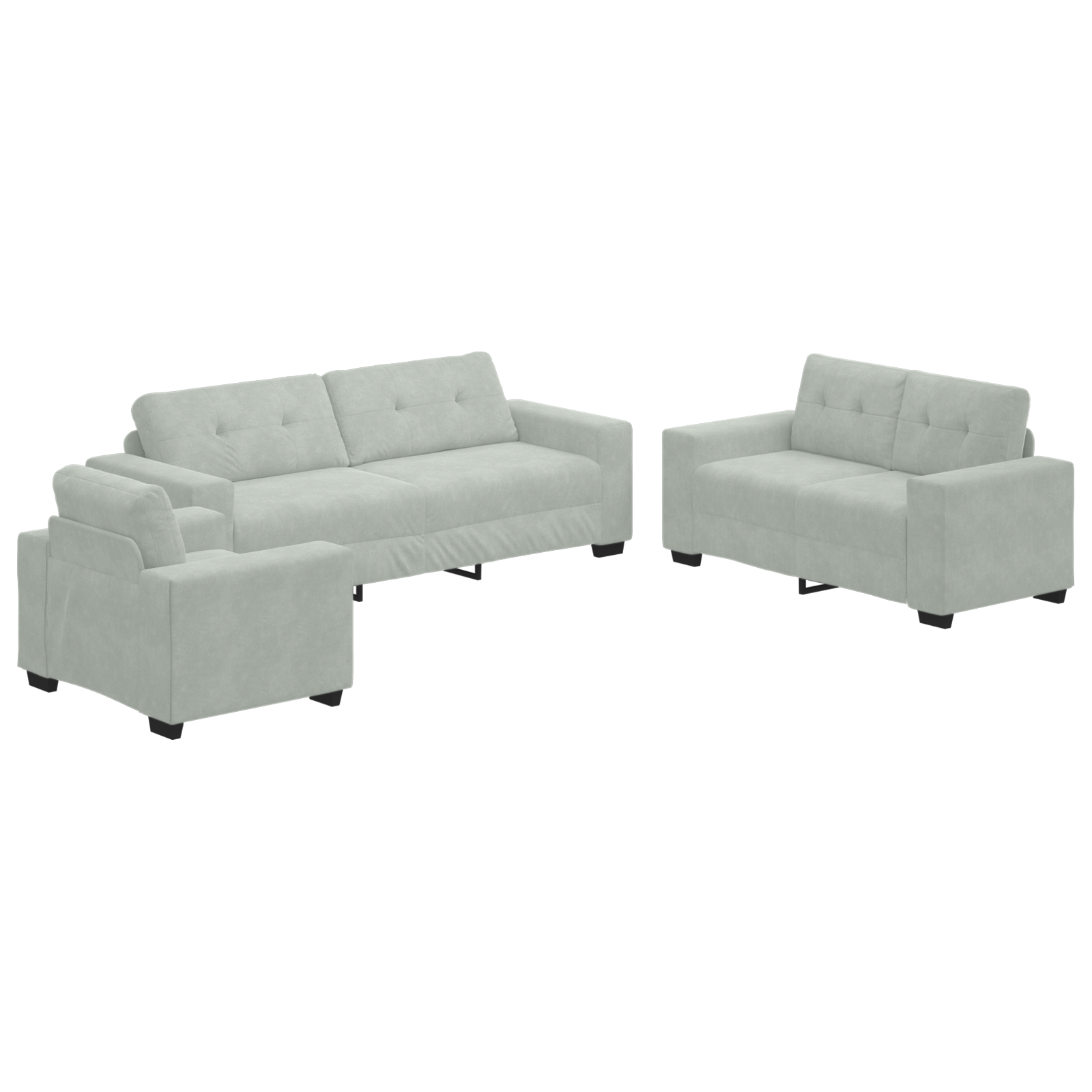 Ensemble de Canapés 3 pcs Gris 221 x 78 x 80 cm Velours