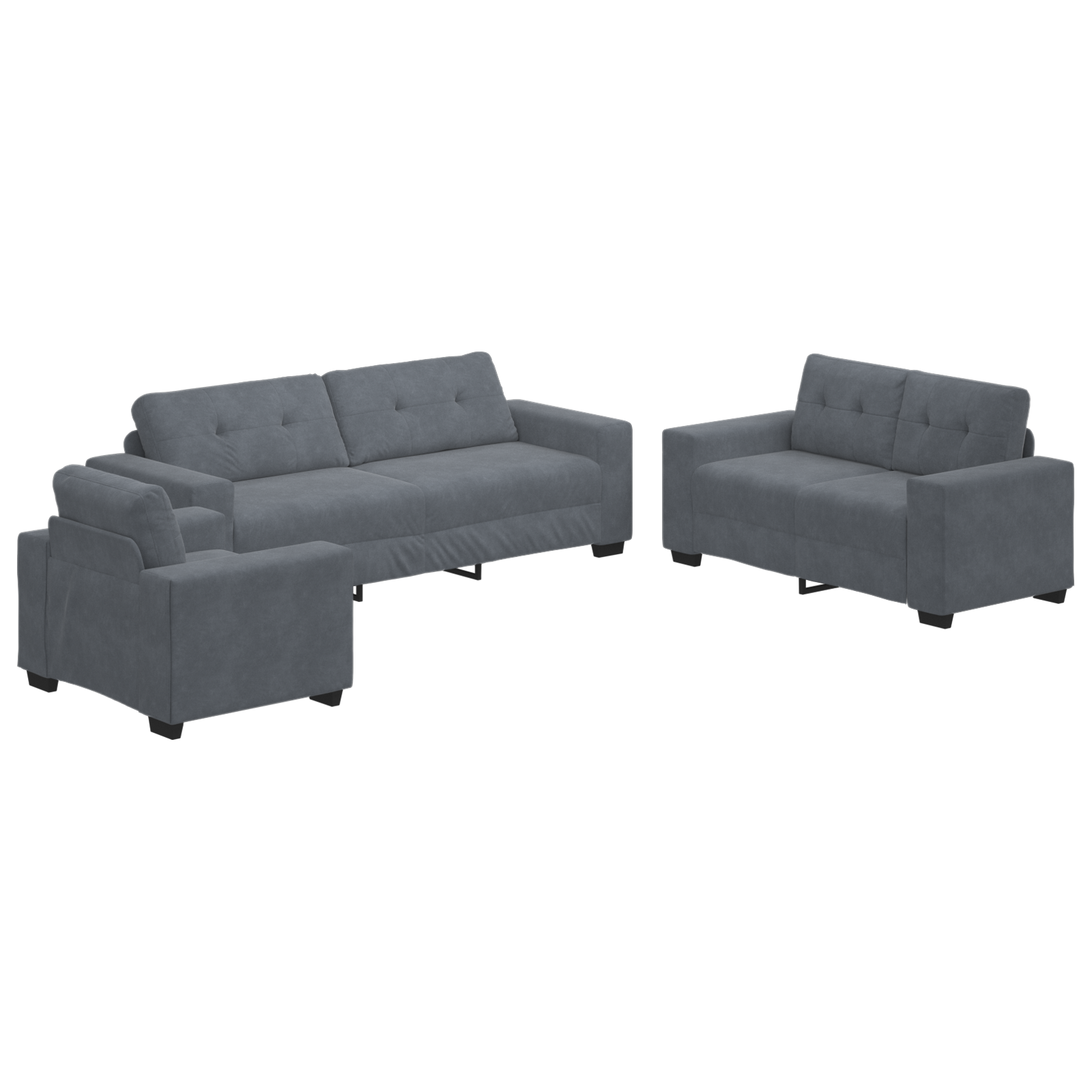 Ensemble de Canapés 3 pcs Gris 221 x 78 x 80 cm Velours