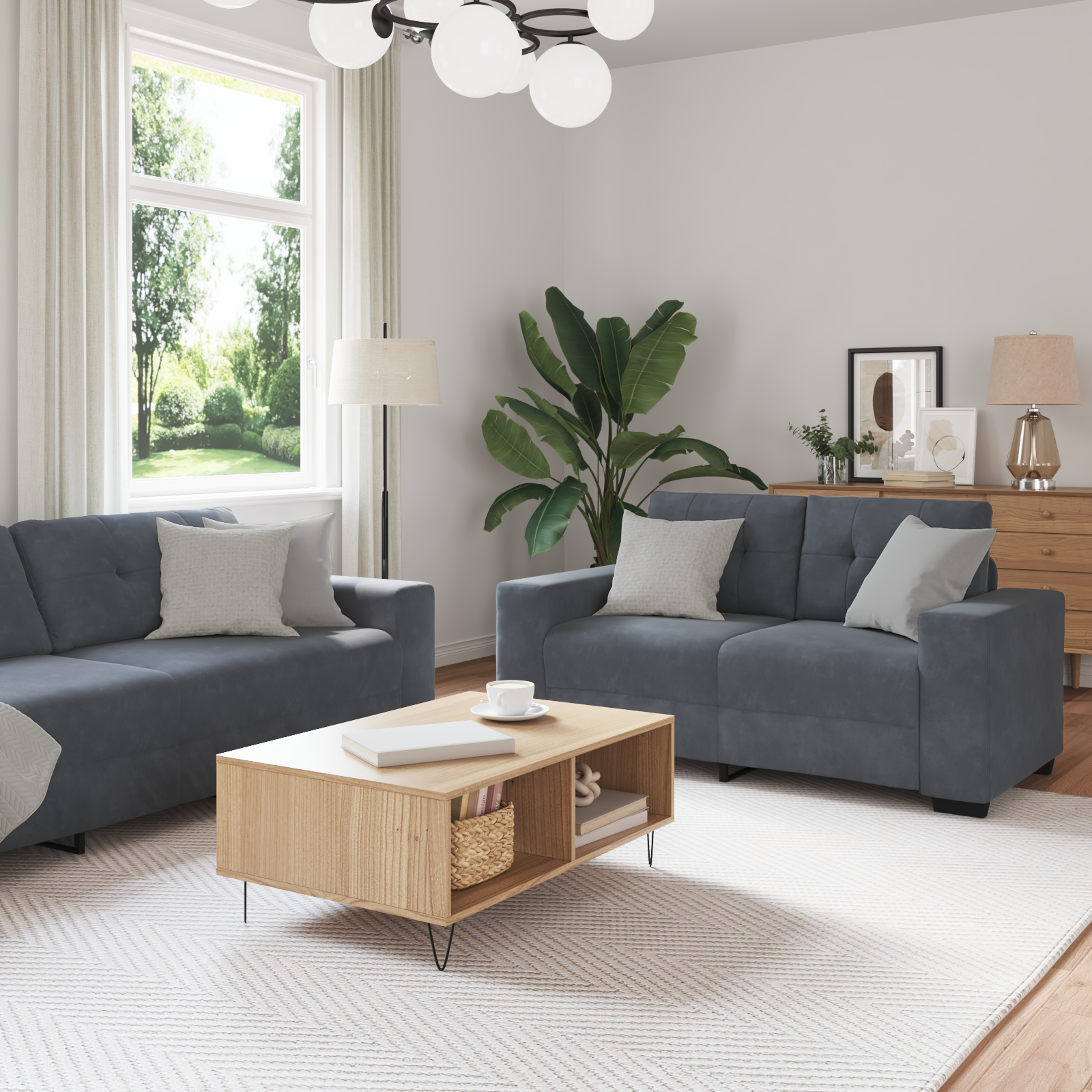 Ensemble de Canapés 3 pcs Gris 221 x 78 x 80 cm Velours