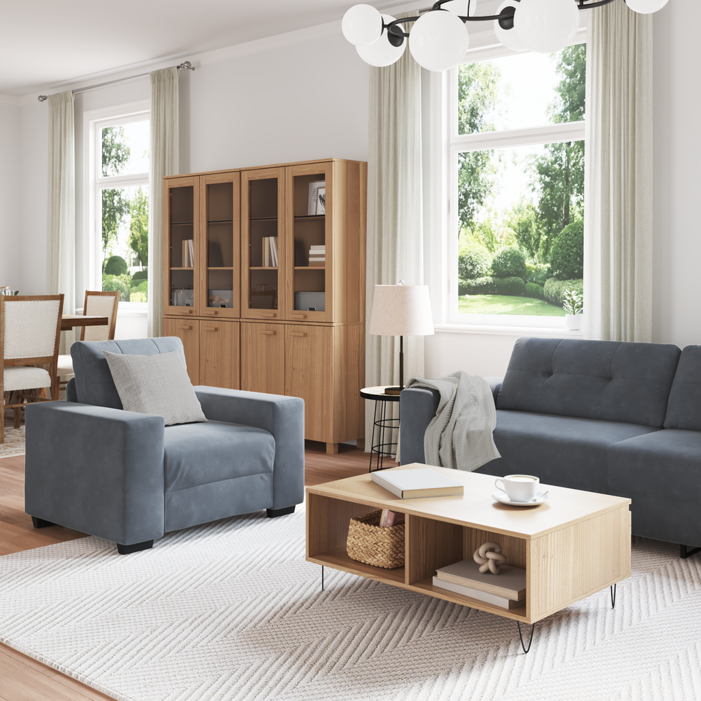 Ensemble de Canapés 3 pcs Gris 221 x 78 x 80 cm Velours