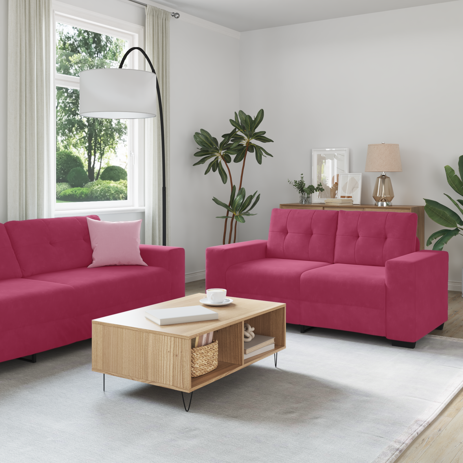 Ensemble de Canapés 3 pcs Bordeaux 221 x 78 x 80 cm Velours