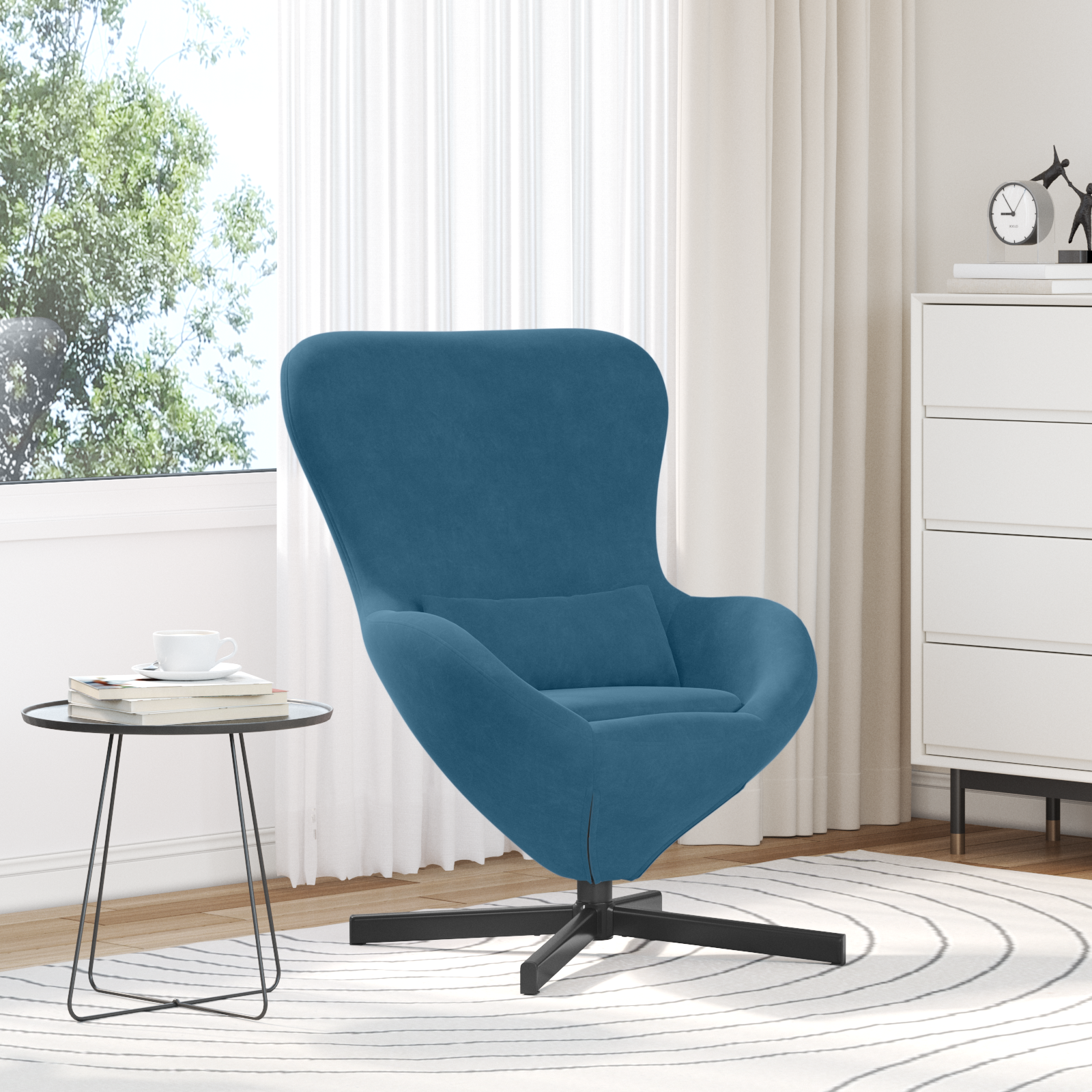 Fauteuil œuf Bleu 63 x 73 x 90 cm Velours