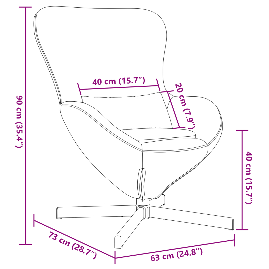 Fauteuil œuf Bleu 63 x 73 x 90 cm Velours