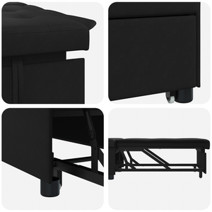 Canapé-Lit avec coussin Noir 67 x 194 x 82 cm Contreplaqué