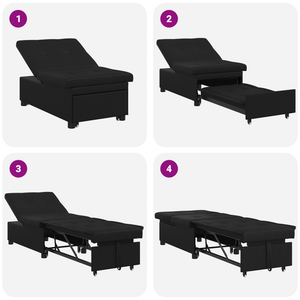 Canapé-Lit avec coussin Noir 67 x 194 x 82 cm Contreplaqué